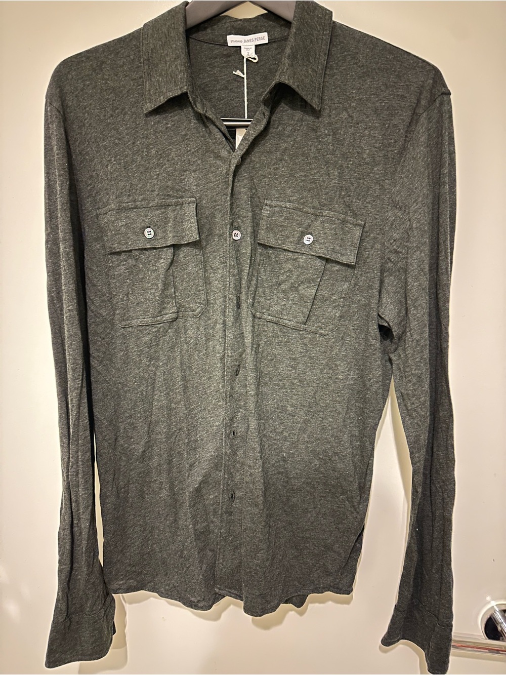 James Perse Charcoal Gray Long-Sleeve Button-Down Shirt